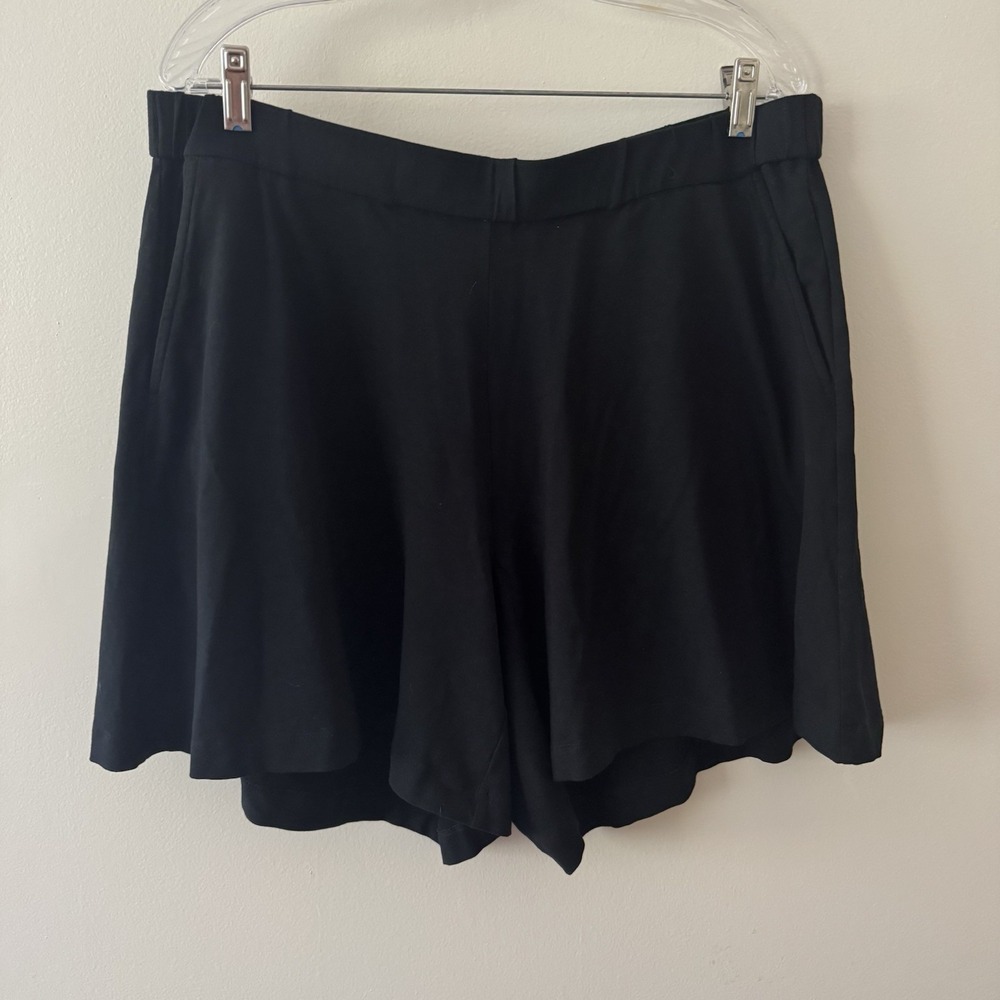 J. Jill Wearever Wide Leg Knit Shorts Womens XL Black Pull On Pocketed